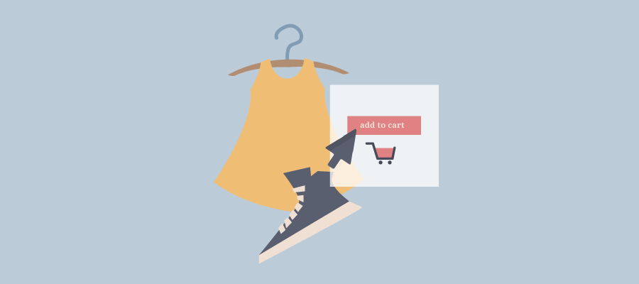 Illustration of a shopping bag with a price-tag icon on a blue background, themed for retail digitization.