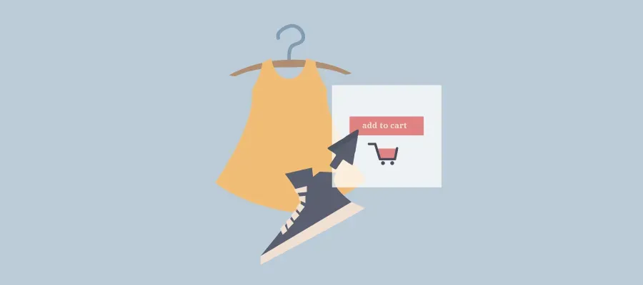 Illustration of a shopping bag with a price-tag icon on a blue background, themed for retail digitization.