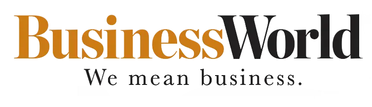 BusinessWorld logo, “BusinessWorld” in white and copper with the tagline “We mean business.”